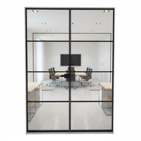 Portes françaises modernes en acier double vitrage, finition noire, pour salle de bain, salon, couloir, cuisine, usage extérieur, taille personnalisée