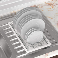 Égouttoir à vaisselle sur évier en acier inoxydable, organisateur d'évier, rangement de comptoir de cuisine, séchoir à vaisselle
