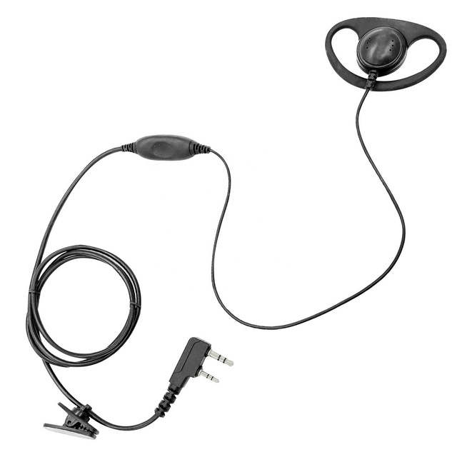 d Shape Black Textile Wire Walkie Talkie D-ring Security Surveillance Microphone spy Ear Piece Fm Radio Earpiece