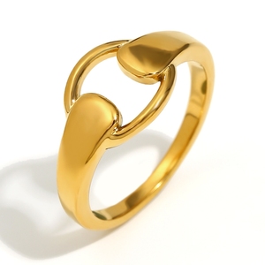 Estilo de moda europeo y americano, personalidad retro, acero inoxidable chapado en oro de 18 quilates, corazón de pan, sello de patrón martillado - Product Image 2