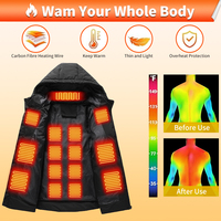 Veste Manteau Chauffant Rechargeable Hiver pour Hommes et Femmes avec Col Montant et Fermeture Éclair Coupe-Vent et Chaud à Capuche