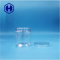 Pot carré transparent en PET de 500 ml pour figues séchées, flocons de noix de coco, bandes d'aubépine - Rangement pour bonbons et en-cas, étanche, sans BPA