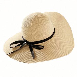 Summer Sun <b>Hat</b> Outdoor Travel Uv Protection Women Ladies Beach Sunshade <b>Hat</b> Wide Brim Foldable <b>Straw</b> <b>Hat</b> - Product Image 4