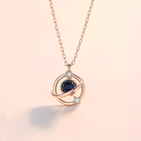 Colliers Huitan 2026 Nouveau Design Planètes Zircone Cubique Plaqué Or Rose Pierre en Résine Bleue Brillante Mariage Femmes Filles Colliers CZ