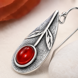 Orecchini retrò con foglie rosse e verdi, regalo per donna per l'uso quotidiano o per feste - Product Image 4