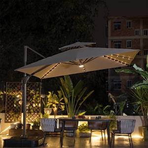 Comercial de alta resistencia motorizado LED al por mayor logotipo personalizado publicidad gran paraguas ligero al aire libre con luz - Product Image 1