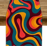 Chemin de table ondulé, esthétique hippie vintage, orange rose, vague groovy, nappe pour la maison, la cuisine, la salle à manger, le patio