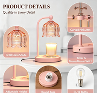 Lampe chauffe-bougie rose avec minuterie et variateur d'intensité, Cadeaux pour maman/épouse, Lampe chauffe-cire avec 2 ampoules pour pots à bougies
