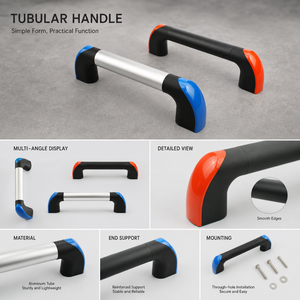 Manija <span class=keywords><strong>tubular</strong></span> para puerta de centro de maquinado CNC, barra de agarre de tubo de alta resistencia con soporte de montaje con tornillos para gabinetes de equipos industriales - Product Image 3