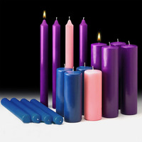 Bougies de cire de colonne sans flamme pour l'église catholique Bougies coniques religieuses Cônes de l'avent pour la maison Bougies de l'avent rechargeables