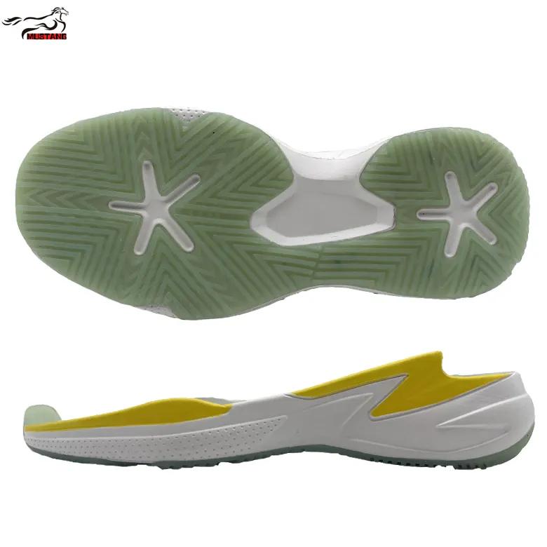 Palmilhas esportivas de silicone gel esportivo salto luxuoso plataforma grossa material verde grosso sola de sapato folha de espuma Eva