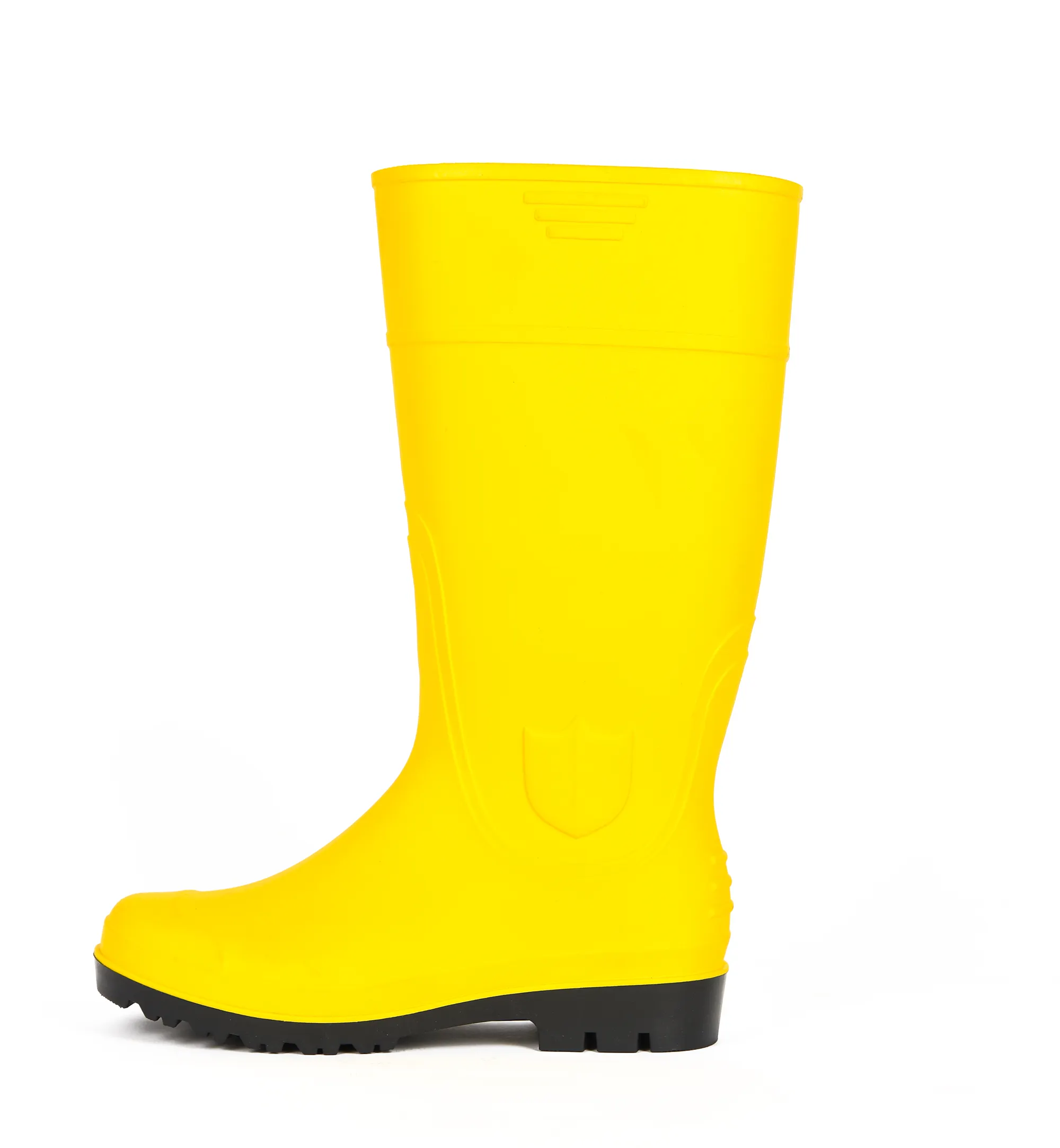 Zapatos de goma impermeables para jardín, Botas de lluvia de PVC amarillas baratas, calzado de goma