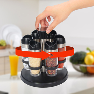 Frascos de vidrio de 3 Oz, contenedores de especias con 4 tapas para <span class=keywords><strong>condimentos</strong></span>, <span class=keywords><strong>estante</strong></span> giratorio, 2021 - Product Image 2
