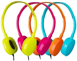 Ucuz renkli kulaklık fabrikada ses kılavuzu kulaklık OEM için turizm okul kulaklık kablolu eğitim kulaklık