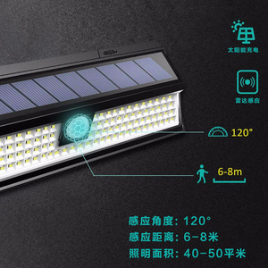Lámpara Solar de Pared con 90 LED, Lámpara Exterior con Control Remoto, Sensor de Seguridad, Reflector - Product Image 4