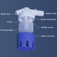 Vanne à flotteur automatique en plastique bleu pour réservoir d'eau, 1/2'', 3/4'', 1''