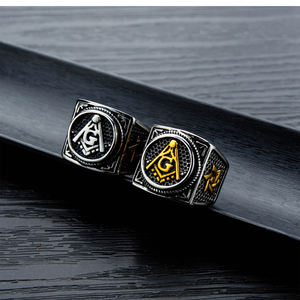 Kunden spezifische Freimaurerei Ring Retro Edelstahl Freimaurer jüdischen Davidstern Ringe für <span class=keywords><strong>M</strong></span>änner <span class=keywords><strong>Masson</strong></span> - Product Image 2