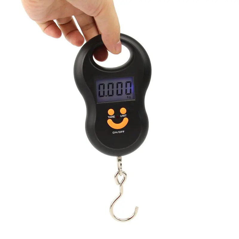 50kg x 10g Mini Digital Scale for Fishing Luggage Travel Weighting Steelyard Hanging Electronic Hook Scale Kitchen Weight Tool