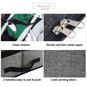 Boîte de rangement pour chaussures, transparente, pliable, en tissu non tissé, à carreaux - Product Image 5