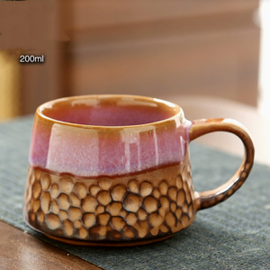 Tazza da Caffè e Piattino Fatti a Mano, Tazza da Tè Vintage con Texture Effetto Ciottolo, per Casa e Caffetteria, Regalo Artigianale Unico - Product Image 4