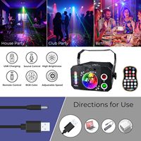 Lumières de scène YSH, boule disco activée par le son, lumières stroboscopiques pour fête, LED+LASER RGB pour éclairage DJ, intérieur, Halloween, anniversaire, karaoké