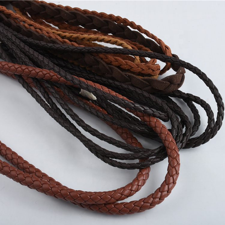 Cuerda de cuero de gamuza de punto trenzado de imitación plana de moda de  China PU para bolso llavero diseñador sofá prendas de fútbol