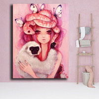 Peinture Diamant DIY Ever Moment, Mosaïque de Diamants Carrés Complets, Motif Fille de Dessin Animé, sur Toile, Décoration Murale, Cadeau 3F2585
