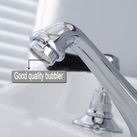 Robinet de lavabo de luxe de style traditionnel à 3 trous en laiton massif avec double poignée et siphon en laiton, à poser sur comptoir, 8 pouces de large