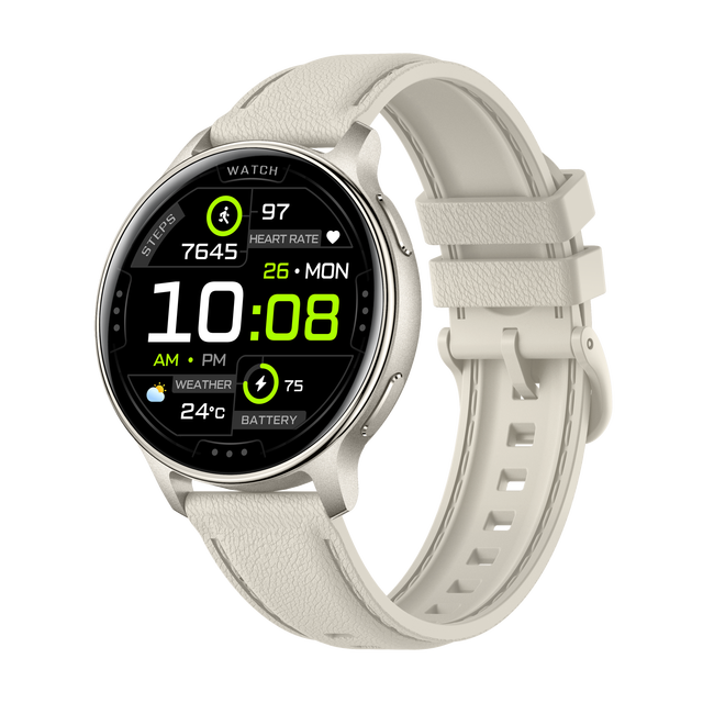 OEM 1.32 Inch AMOLED Screen GPS Smart Watch 3ATM Waterproof Compass BT Calling Health Monitor Fitness Tracker Lady Smartwatch