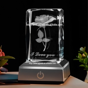 3D Rose Crystal Cube With LED <strong>Small</strong> Night Light Christmas / Valentine's Day for Mother's Day Anniversary Commemorate Gift - Product Image 5