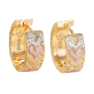 Pendientes de Aro Chapados en Oro Lucca con Diseño de Corazón, Cristales de Estrás y Engaste de Bisel, Joyería Romántica para Uso Diario de Mujer - Product Image 1