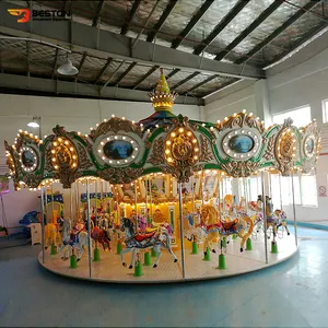 Penjualan Laris Cina Taman Hiburan Merry Go Bulat Peralatan Bermain Kuda Digunakan Merry Go Bulat