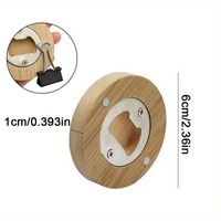 Décapsuleur créatif écologique en bois avec aimant pour réfrigérateur, autocollant personnalisable pour la maison, décapsuleur à bière en acier inoxydable