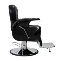 Fauteuil de Barbier Moderne Noir avec Repose-Pieds et Dossier Inclinable, Robuste et Confortable pour Salon de Coiffure