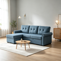 Canapé-lit en tissu texturé lin personnalisable, idéal pour salon minimaliste – Meuble de maison en promotion