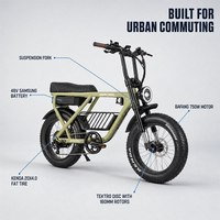 Vélo électrique à pneus larges pour adultes, pour les trajets urbains, cadre en alliage d'aluminium, moteur 750W, batterie 48V, roues larges 20x4.0, vélo de ville
