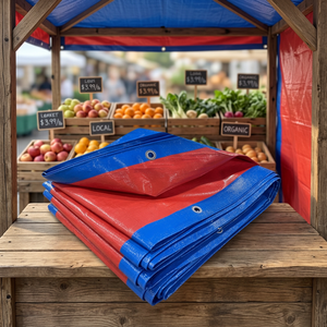 Customized Size Double-Faced Anti-UV Tear-Resistant <b>Waterproof</b> Blue Oarnge PE Coated Woven Plain Heavyweight Tarpaulin - Product Image 1