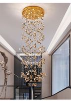 Lustre en cristal doré de luxe, design simple, pendentif en forme de fleur, lampe de plafond pour salon, hall d'hôtel, installation de projet