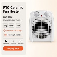 Mini radiateur soufflant portable compact avec thermostat, chauffage électrique d'appoint pour pièce, design arrondi, 3 modes, 2000W, protection contre la surchauffe, résistant au feu, CE ROHS
