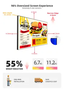 Schermi pubblicitari per interni con schermo pubblicitario LCD OEM di fabbricazione professionale schermi pubblicitari elettronici 4k 3.5mm con cornice 4k