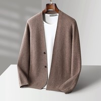 Cardigan en tricot pour homme, laine pure automne-hiver, col en V, pull-over décontracté haut de gamme, vente en gros d'usine