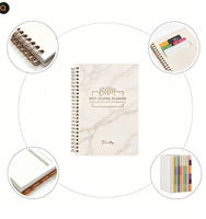 Carnet de planification spirale or rose 2026-2027 avec impression de logo personnalisée, couverture en papier 100 feuilles et coffret cadeau