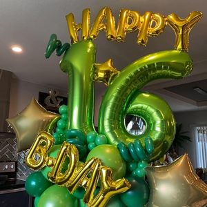 Ballon en aluminium chiffre 40 pouces vert fruité, or champagne, argent, bleu, grand format 0-9, pour décoration d'<span class=keywords><strong>anniversaire</strong></span>, fête thème jungle, chasse, <span class=keywords><strong>anniversaire</strong></span> de mariage - Product Image 5