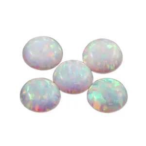 Cabochon rond OP17 blanc opale synthétique/prix de gros 1.5mm ~ 10mm pierre opale synthétique 10 pièces/lot