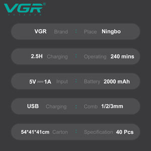 ماكينة حلاقة شعر احترافية VGR V-906 عالية السرعة قابلة لإعادة الشحن للرجال لصالونات الحلاقة - Product Image 6