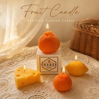 Simulierte Fruchtduftkerze Orange Zitrone Erdbeere Käse Durian Form Sojawachs-Kerze Wohndekor Weiße Geschenkbox-Set