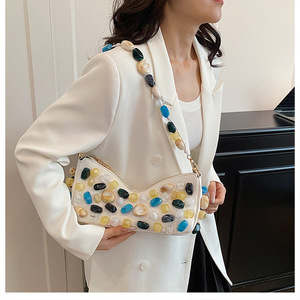 Borsa da Donna Decorata con Pietre Colorate, Nuova Moda 2026, Borsa a Tracolla con Perline, Lussuosa Borsa Sottobraccia per Giovani Donne - Product Image 5