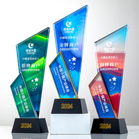 Prix Honor of Crystal Design personnalisé Impression couleur 3D Gold Silver Bronze Color Metal Crystal Trophy Awards