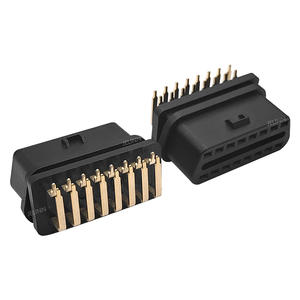 Connecteur femelle OBD 2 OBD2 OBDII avec broche plaquée or à angle droit, incurvée vers le côté étroit - Product Image 1