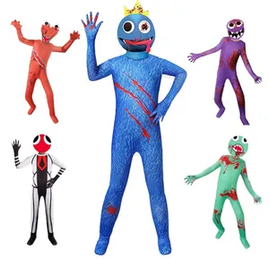 Rainbow Friends Costume For Kids Green Monster Wiki Cosplay Horror Game  Jumpsuit Party Outfit,with Gloves And Scary Mask